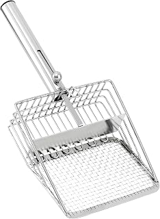 Pawccoli Stainless Steel Cat Litter Scoop - Large Dual-Mode Deep Shovel, Long Handle for Fast Poop Sifting, Durable for Multi-Cat Homes