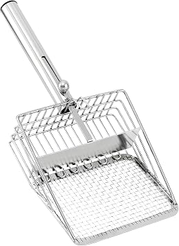 Cat Litter Scoop - Stainless Steel Metal Cat Litter Scoop -Large Size, Deep Shovel, Long Handle, Poop Sifting, Durable, Heavy Duty,Kitten Pooper Lifter for Litter Box