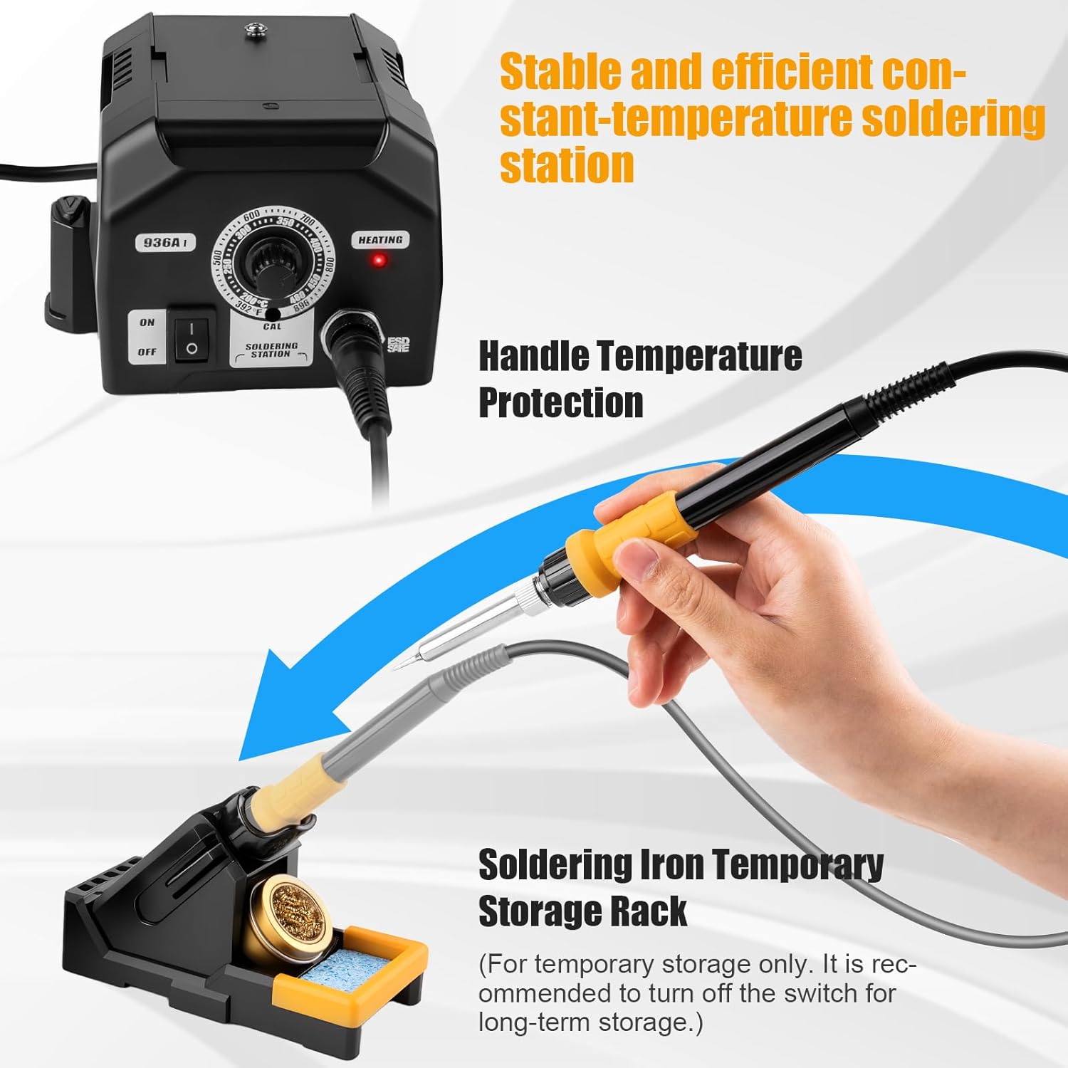 Siziviki Upgraded Soldering Station Kit - Fast Heating with ESD Safe Design, 5 Replaceable Soldering Iron Tips & 63.5oz Sturdy Construction - for Electronics Repair, DIY & Home Welding