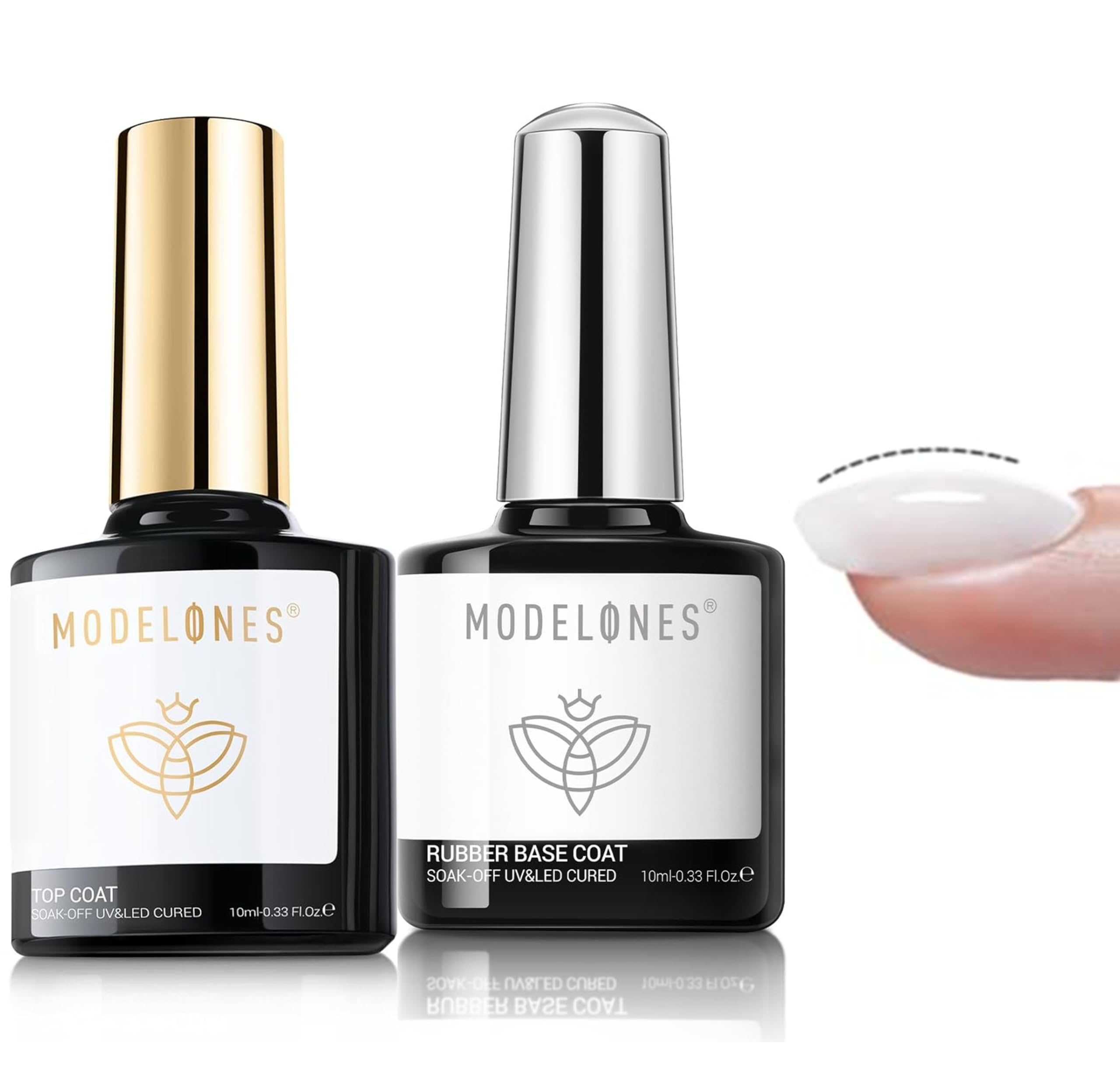 modelones Milky White Rubber Gel Base Coat and Top Coat Set of 2pcs from BELLE GAGA® 6 in One Builder for Strengthen Apex Building Extension Long Lasting Protect Color Based Gel Polish Manicure for Fragile Nails Art Home Salon