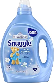 Snuggle Fabric Softener Liquid, Ultra Concentrated, 80 Oz, 200 Medium Loads, Blue Sparkle Fabric Conditioner, Long-Lasting Fresh Scent, Softens, Reduces Static & Fights Wrinkles, Helps Protect Color