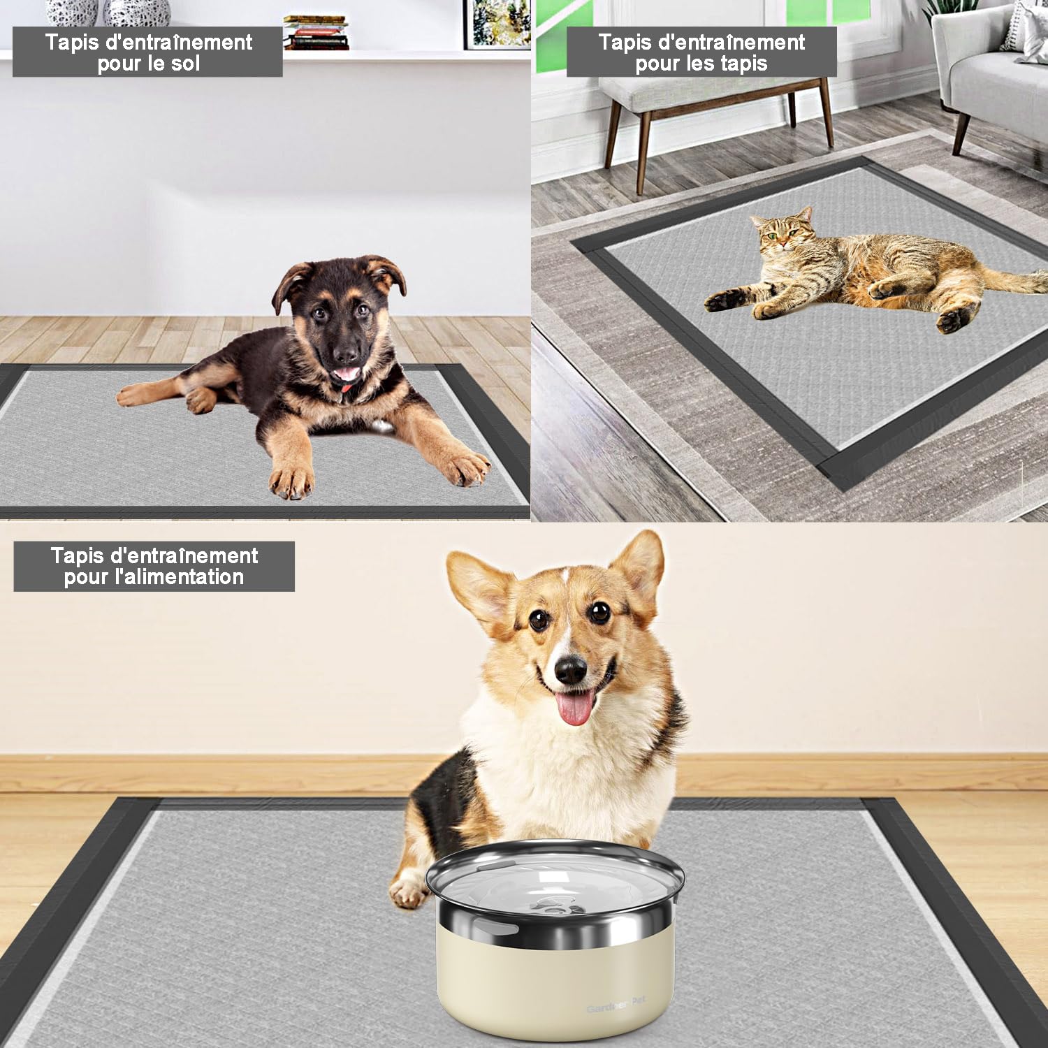 Gardner Pet 50 Pièces Tapis Absorbant pour Chien 70x85CM du Charbon, Alèse Jetable Chien Ultra Absorbant Alaise Anti-Fuite Résistante, Tapis Éducateurs Pipi Propreté pour Chiot, Chiens et Chats