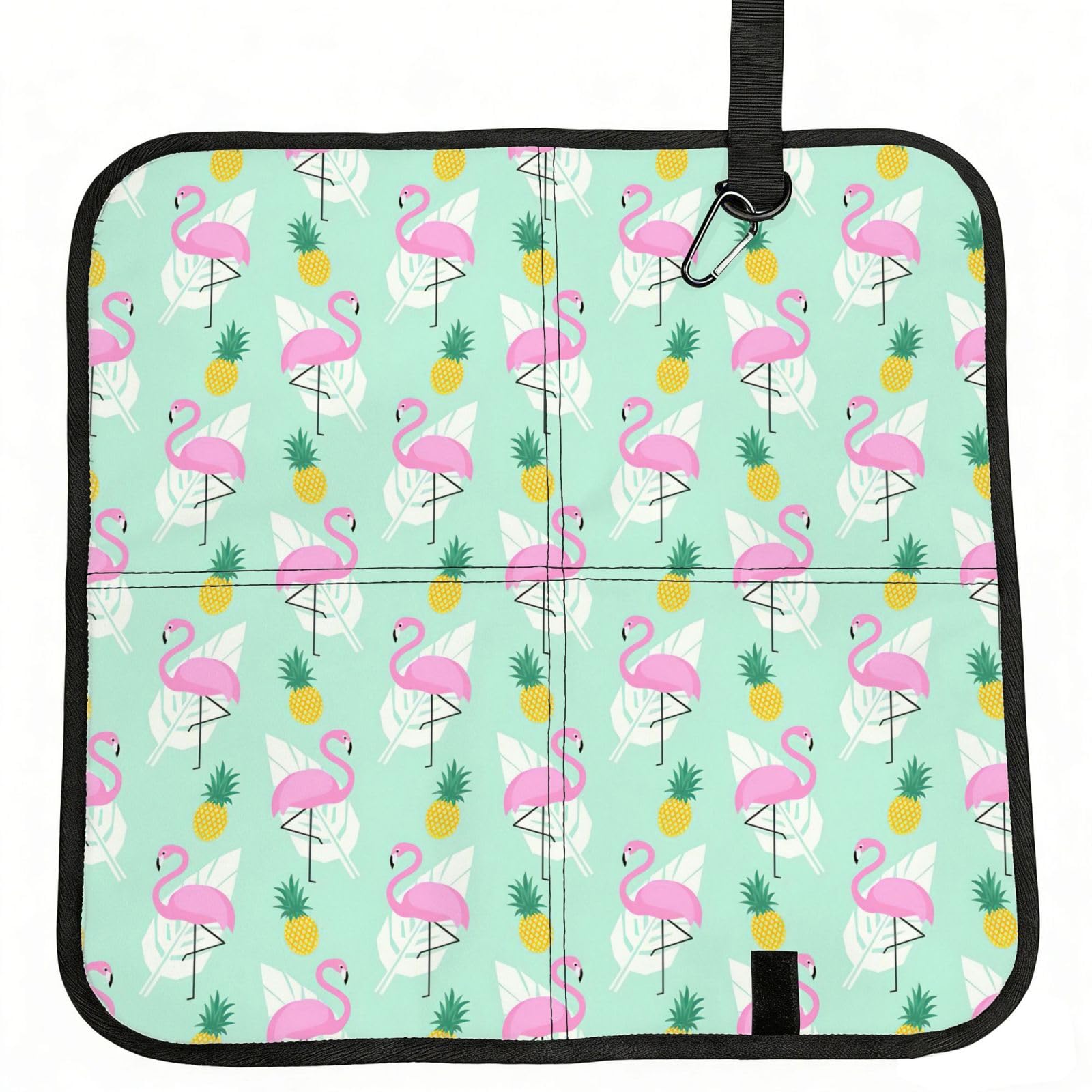 eeprty pink flamingo pineapples Printed Portable Seat Cushion Strap, Foldable Pad for Stadium Bleachers Hiking Travel