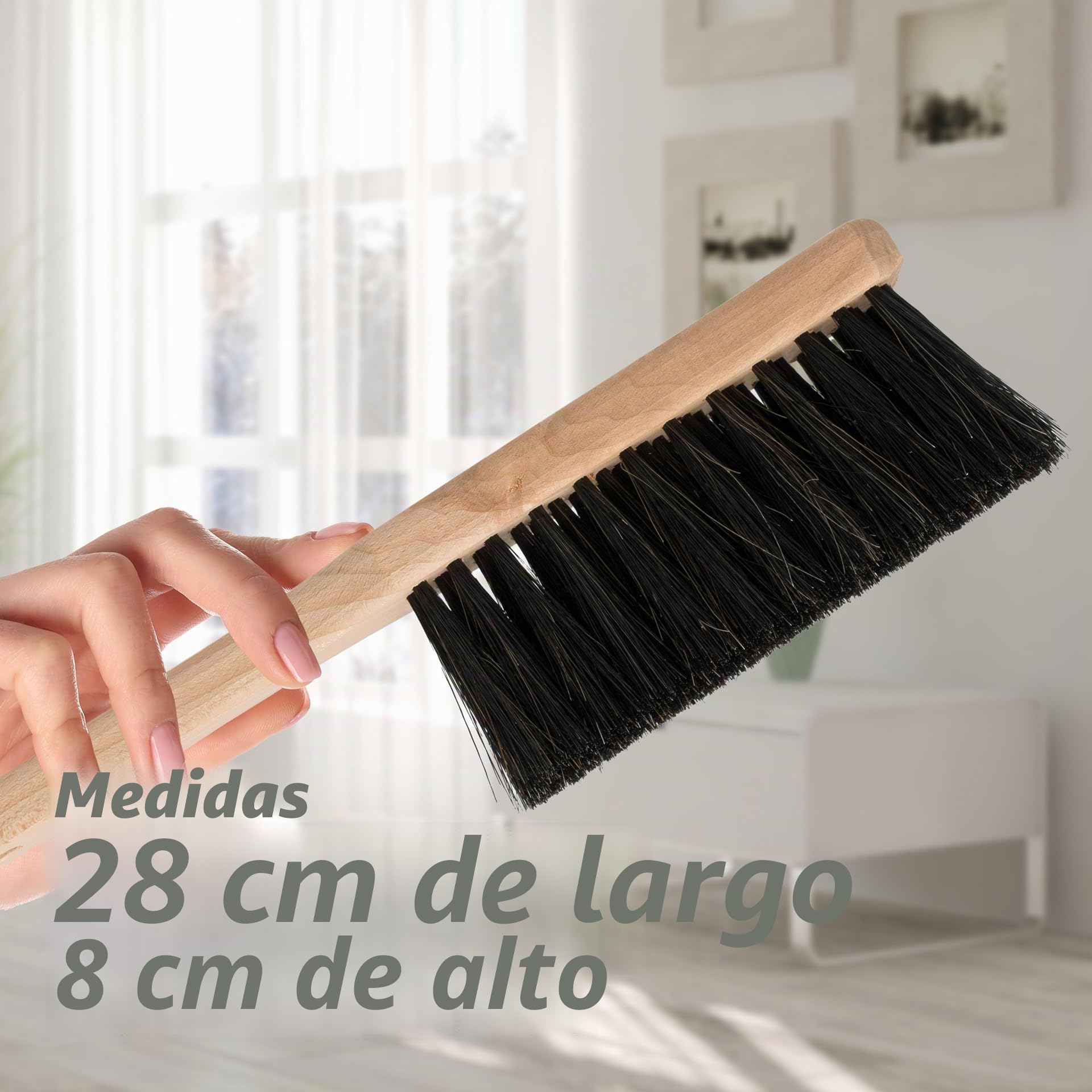 HAusfelder Set de 2 escobas de Mano, escobas de Mano con cerdas Suaves y Medio Suaves