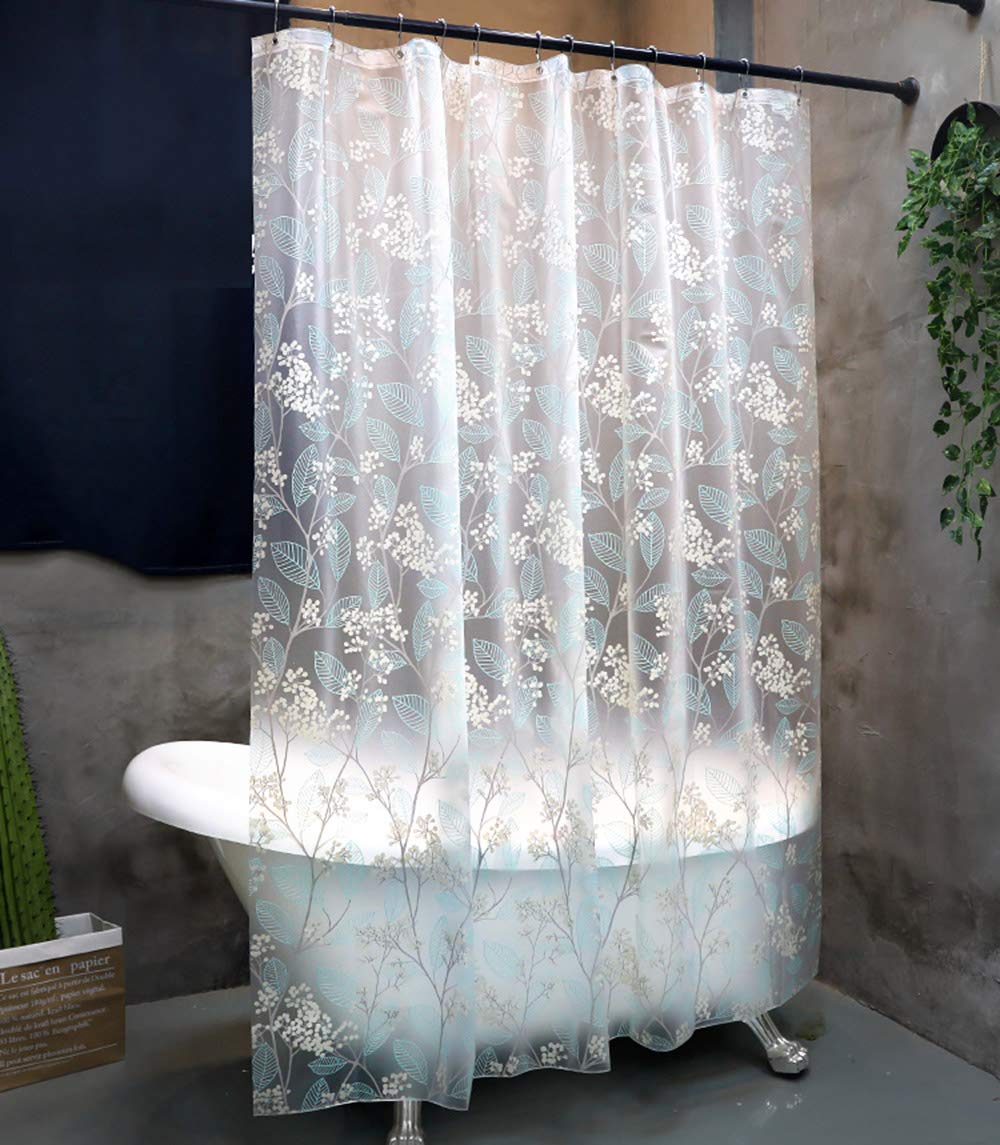 Shower Curtain Rideau de Douche imperméable, Rideau de Salle de Bains EVA résistant à la moisissure Rideaux de séparation Transparents avec Crochets Anneaux