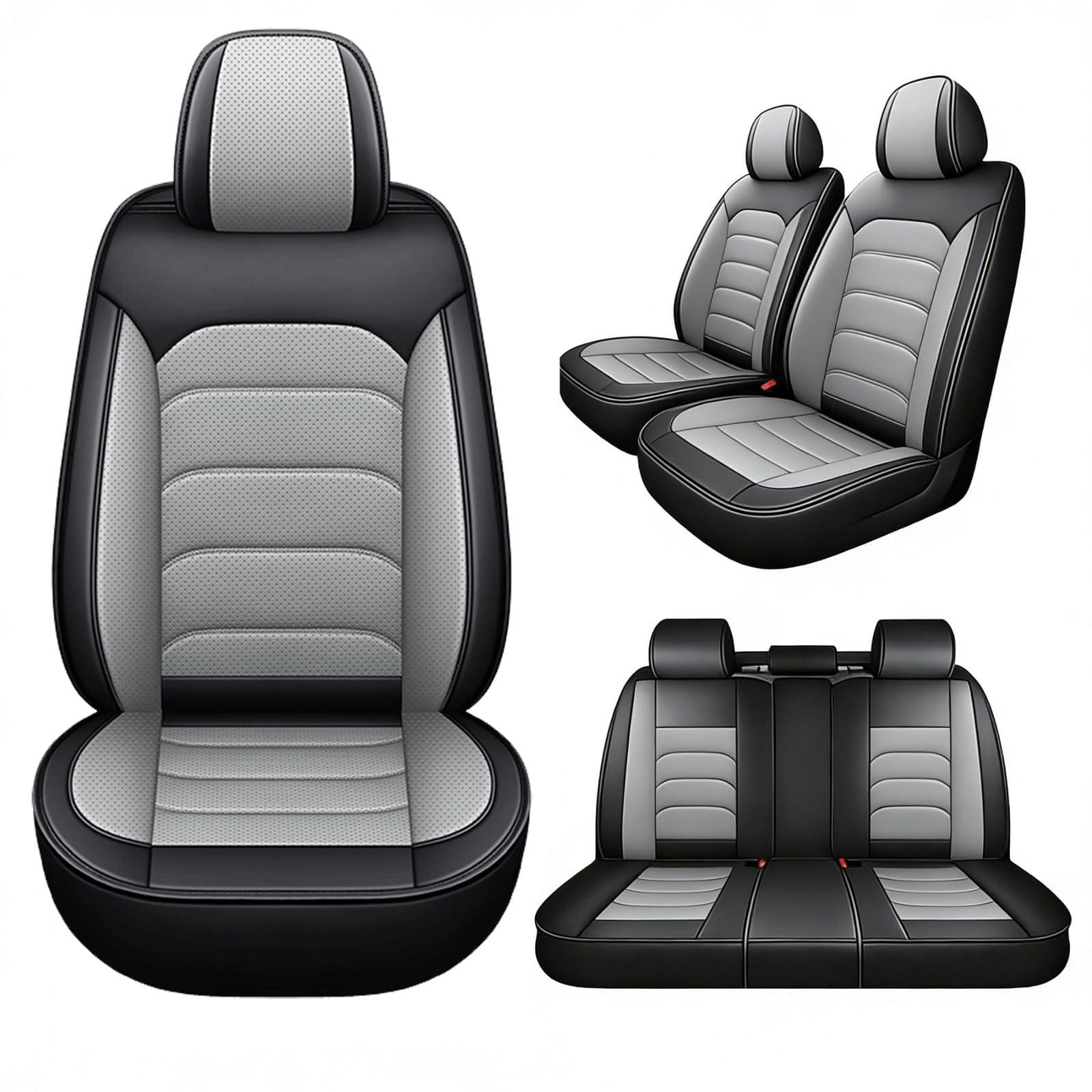 Copri Sedile Auto Set Coprisedili per Peugeot 3008/5008 5 Posti Grigio
