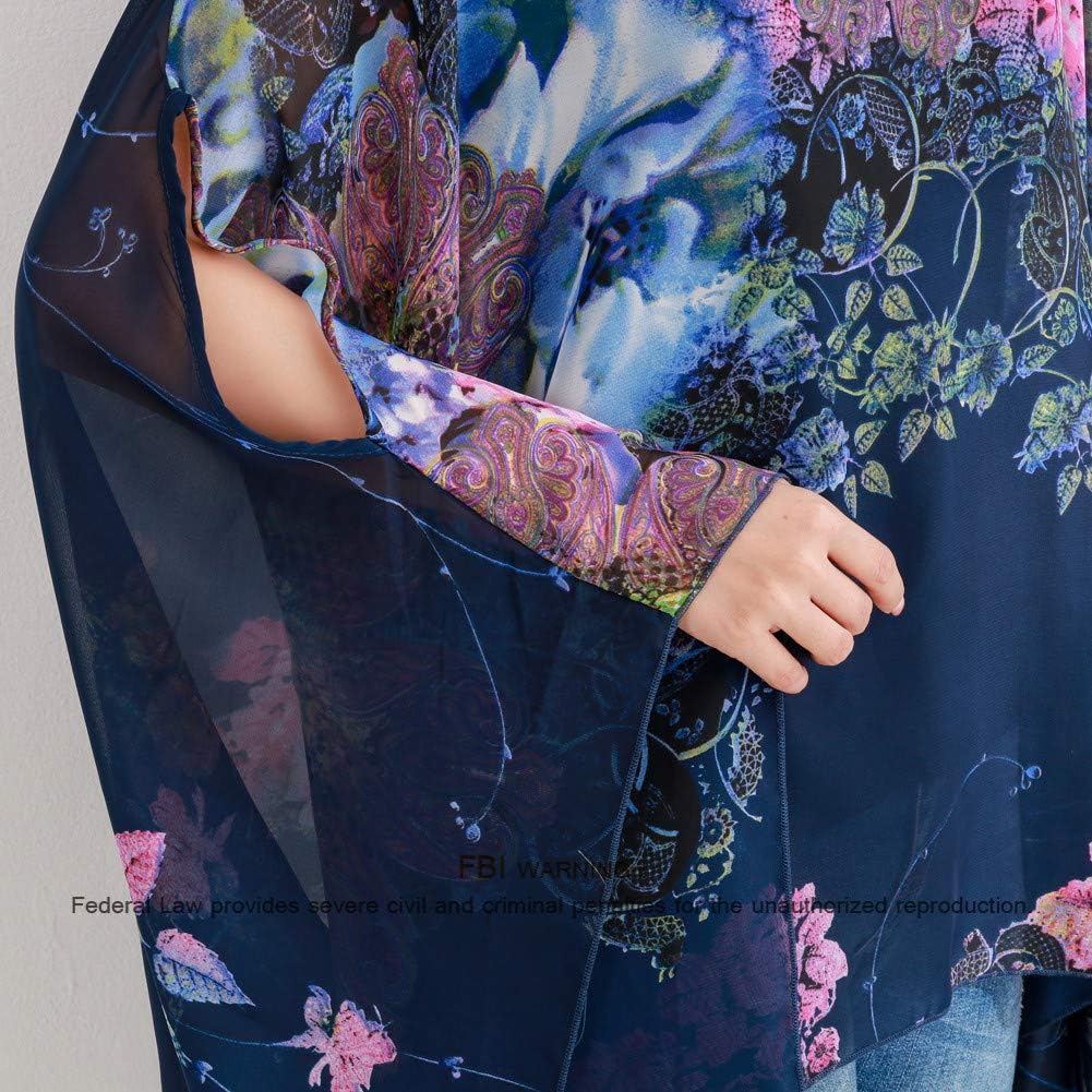 Max Hsuan Women's Loose Solid Sheer Chiffon Caftan Poncho Batwing Tunic Top Blouse Summer Oversized Shirts - Image 6
