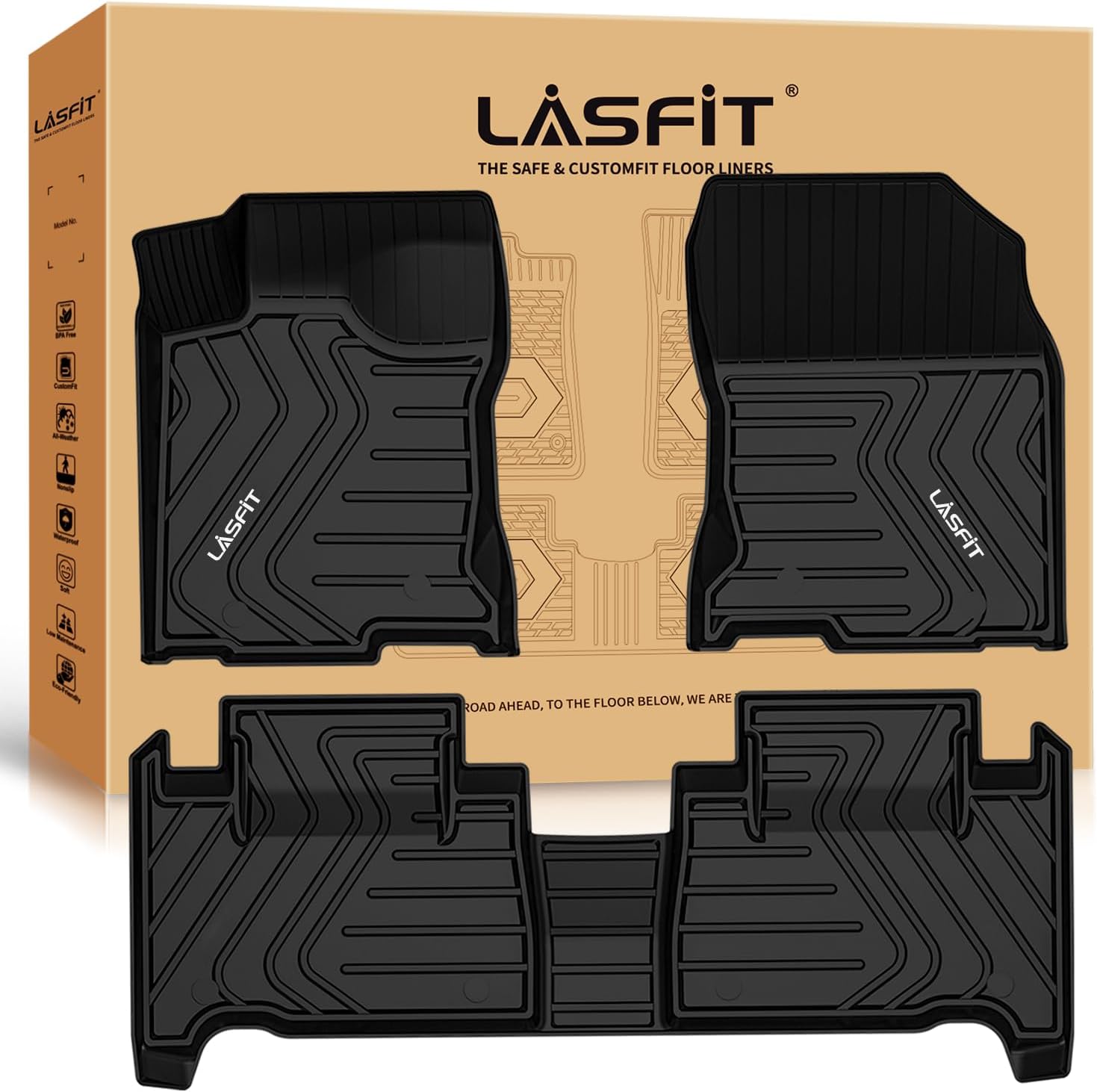 LASFIT Floor Mats Fit for Lexus NX NX200t NX300 NX300h 2021-2015 All Weather Floor Liners Custom Fit for Lexus NX All Models 2021 2020 2019 2018 2017 2016 2015 TPE Car Mats,Front and Rear Mats,Black
