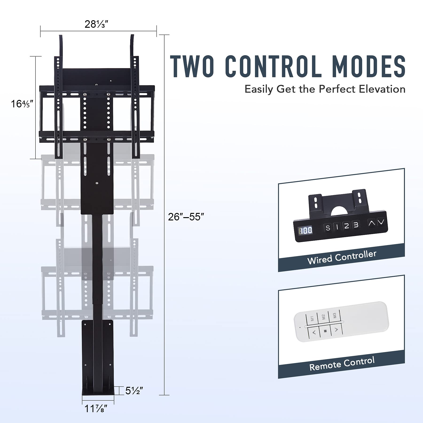 COZ Motorized TV Lift for 32" to 57" TVs up to 165 lb, 400x400 VESA