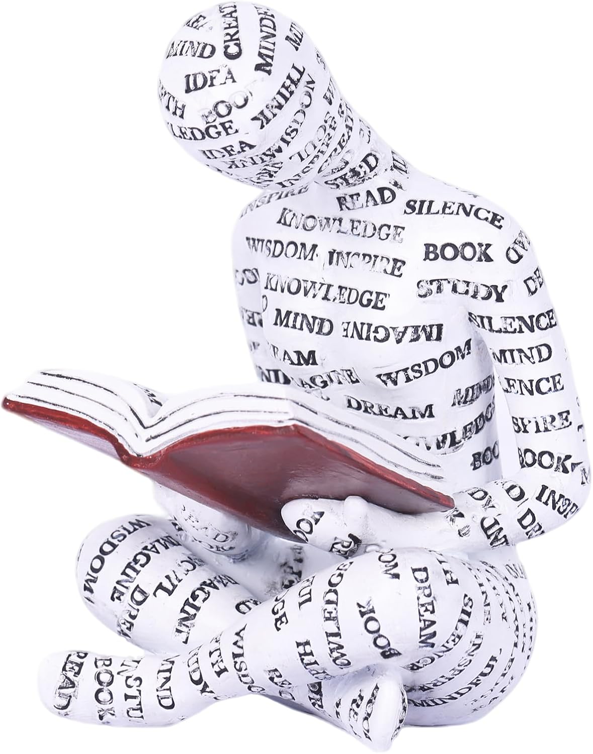4.13-Inch White Faceless Reading Woman Statue, Resin Book Lover Decor