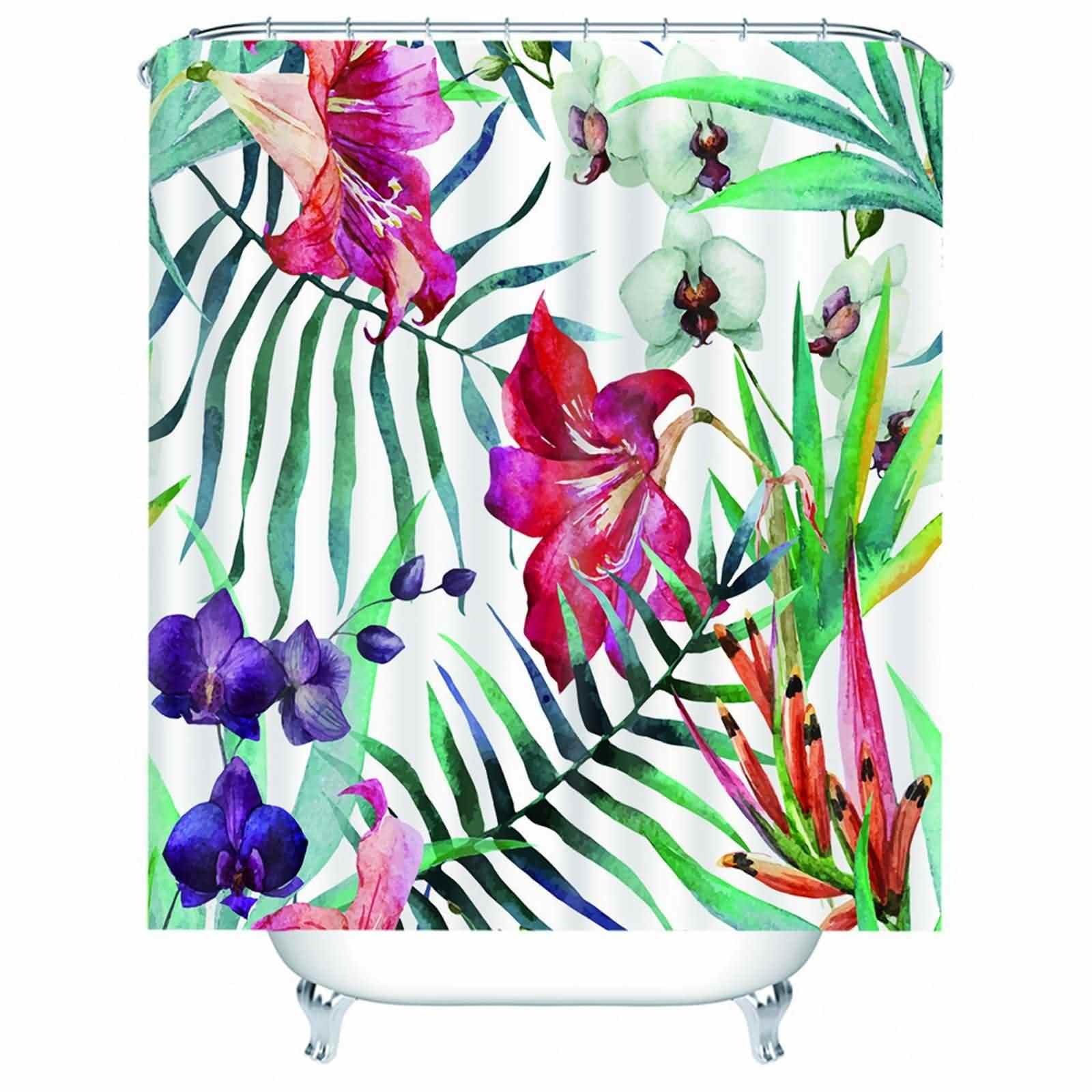 Rideau de douche oriental 220x180cm en polyester rouge et violet pour baie vitrée