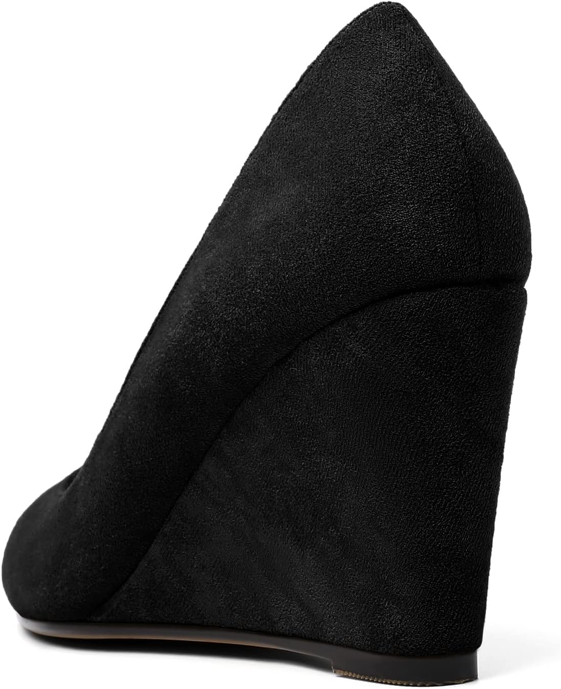 AUMOTED Women's Wedges Heel Pumps Solid Solid Closed Round Toe Wedge Pumps Slip On 3.5 Inch Wedge Suede Heels for Dress Working Evening