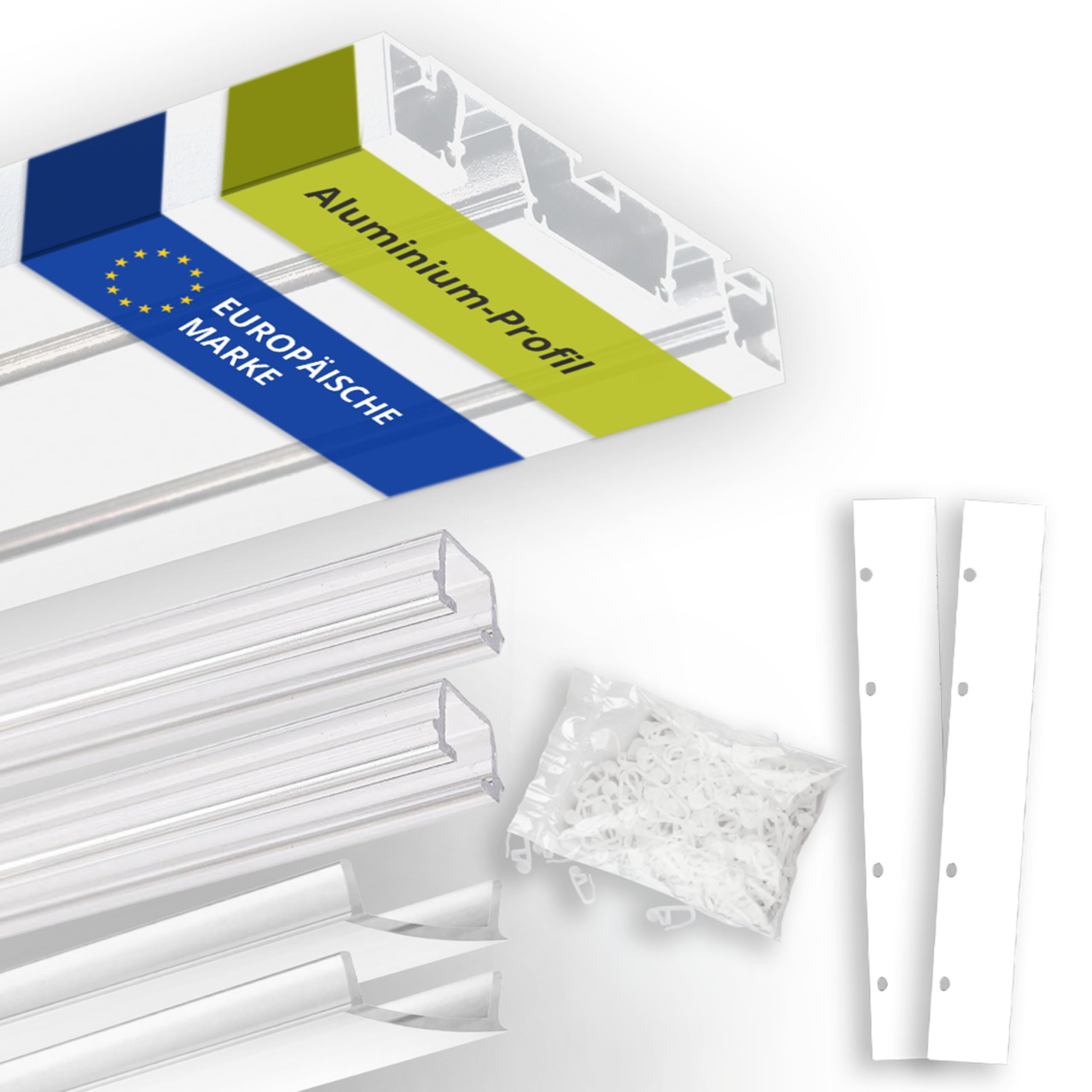 INNOVATE Gardinenschiene 2-läufig Alu Weiß 2m I Vorhangschiene 2-läufig | Gardinenstange Aluminium LED Streifen Gardinen 2000x95x14 mm I Vorhangstange Schiebegardinen Vorhänge Schiebevorhang Decke