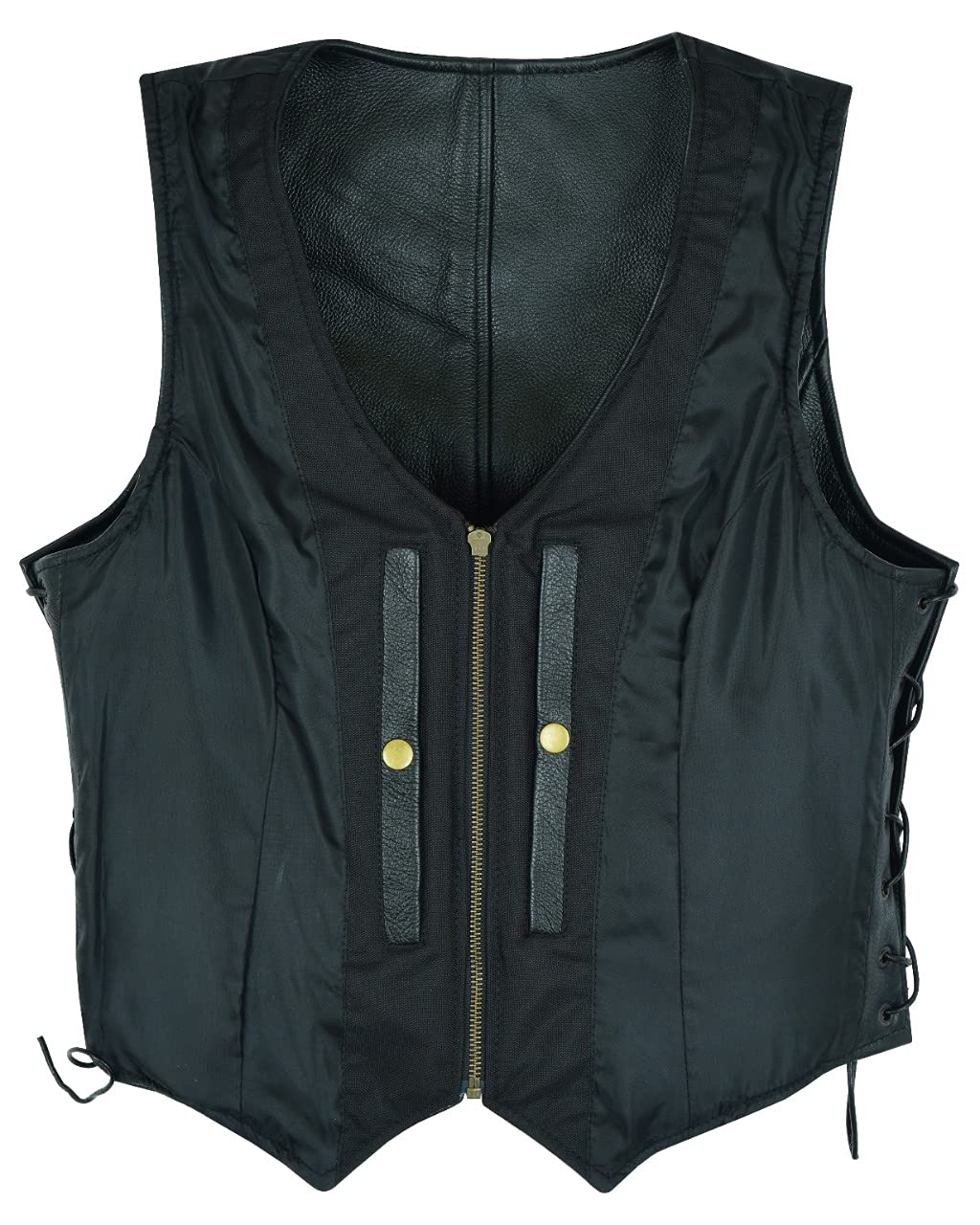 Gilet in Pizzo Laterale Stile Motociclista da Donna in Pelle