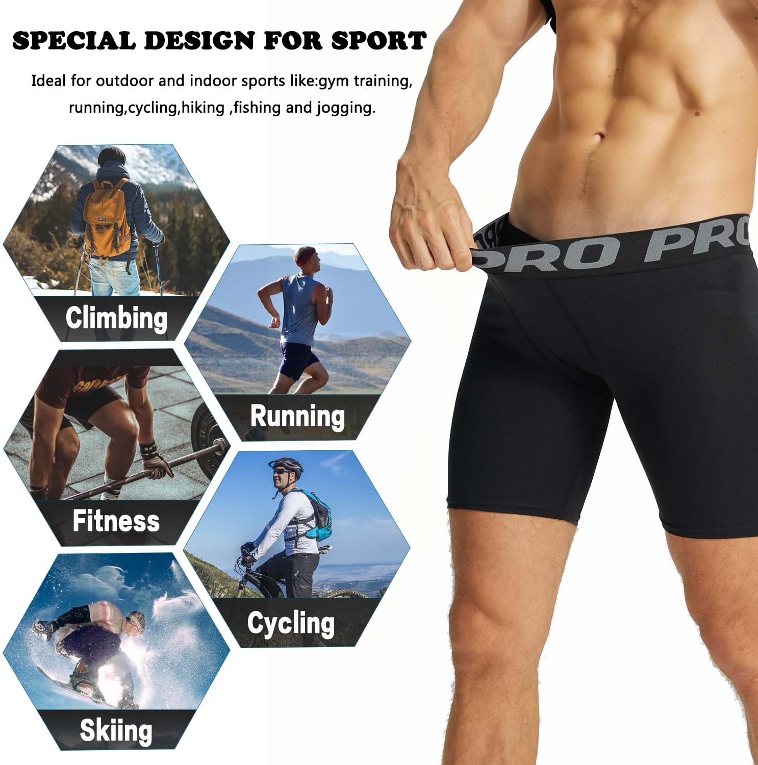 LANBAOSI 3 Pack Mens Compression Running Shorts Spandex Compression Underwear for Men Athletic Shorts Biking Running - Image 6