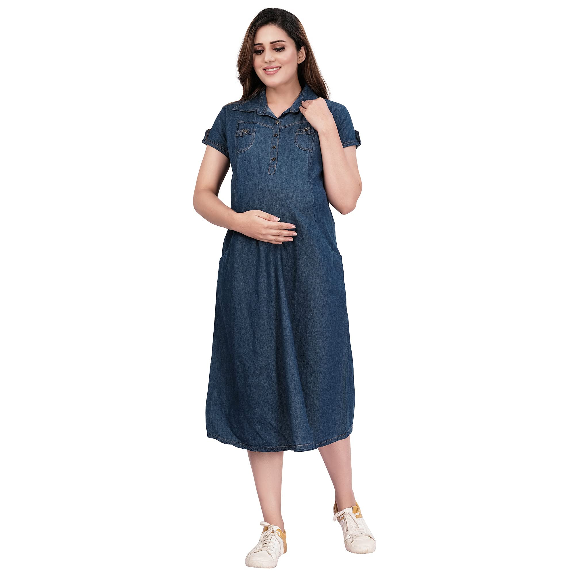 mamma's maternity Short Length Solid Maternity | Nursing | Feeding Short Dress | Maternity Comfort Dress-picture-27