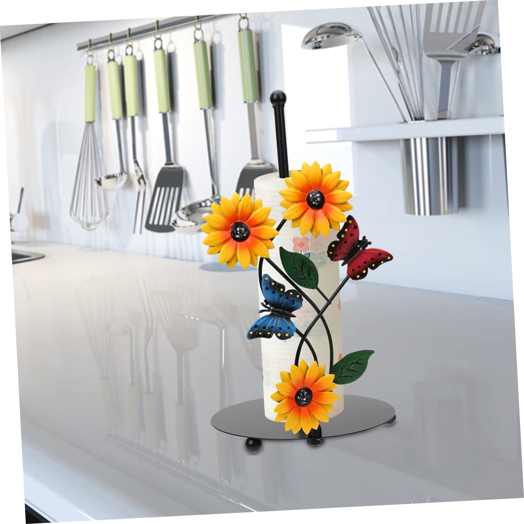 LABRIMP Porta Rotolo Carta Cucina Supporto Stabile e Pratico in Metallo a Forma di Girasole per Asciugatutto per Arredamento Casa e Sala da Pranzo