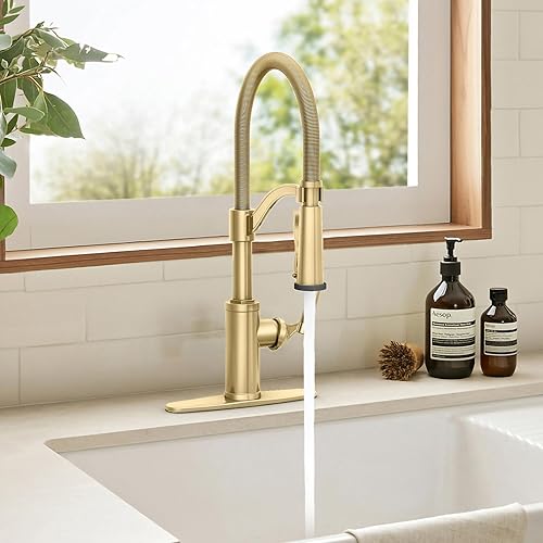 Miniatura 10 de Grifo de cocina con pulverizador, grifo de fregadero de cocina de un solo orificio con panel de 3 agujeros, grifo de cromo pulido para bares,