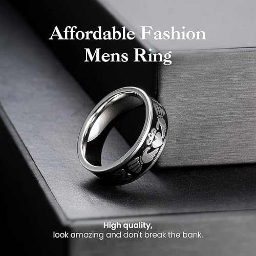 Miniatura 2 de King Will 316L Stainless Steel Wedding Band for Men Women- Celtic Knots and Nature Style Design Wedding Ring in Multicolor Available Comfort Fit