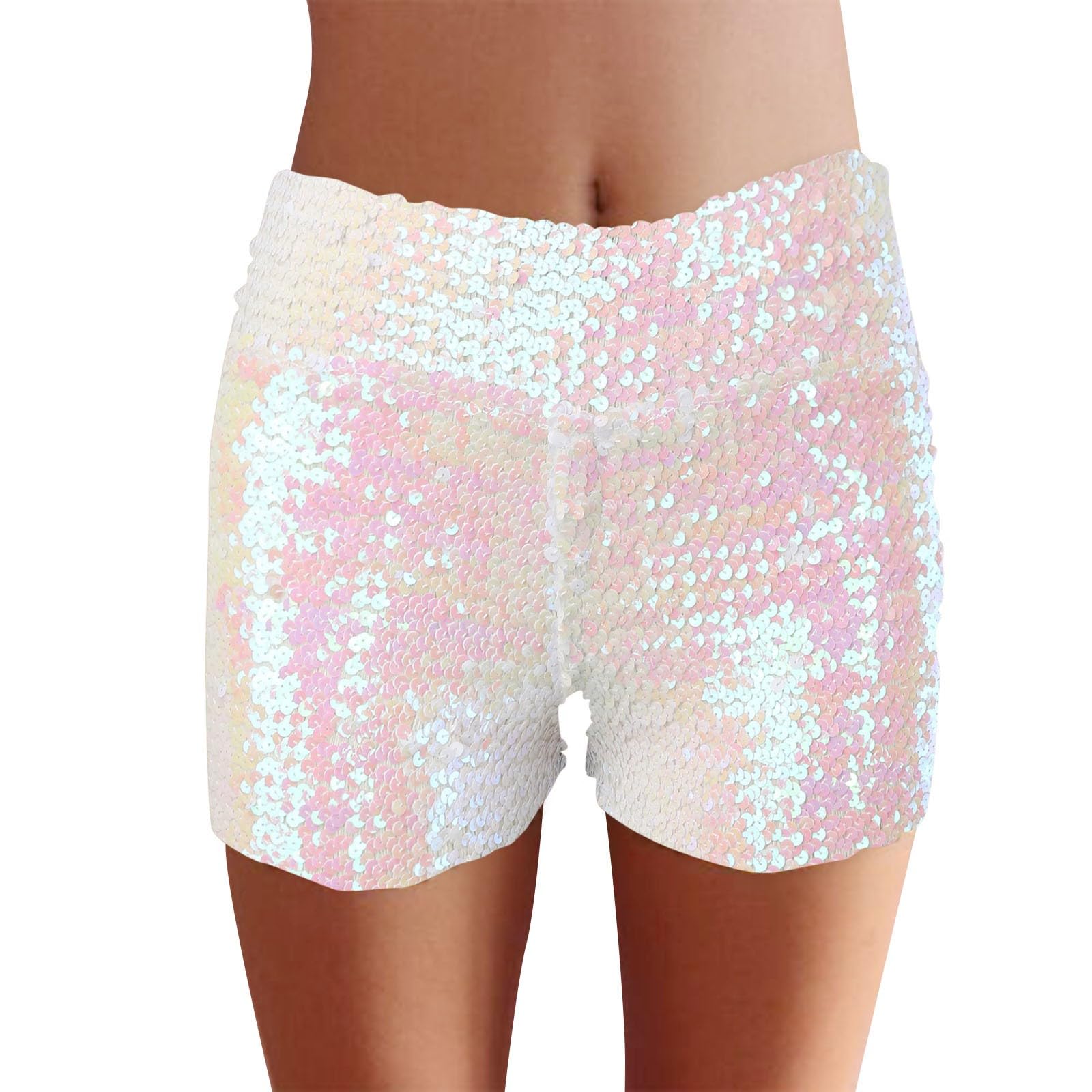 Generisch Costume de carnaval pour femme - Short à paillettes disco brillant - Mini short de jazz stretch pour la danse