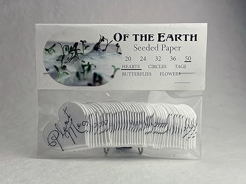 Miniatura 6 de Of The Earth Handmade Paper - Wildflower Seed Paper Small Heart Tags - Calligraphy Variations - 1.75" X 1.5" - Set of 50 (Plant Me)
