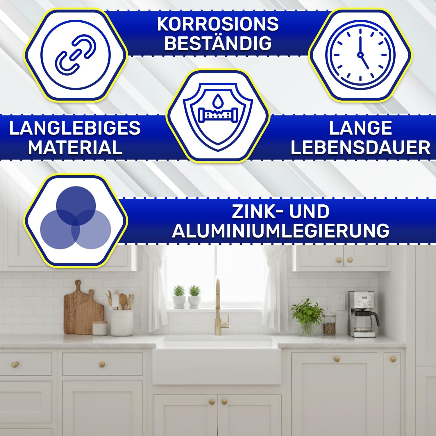MONTERAL 20 Stück Möbelknöpfe Ø33,5 mm H26 mm - Schrankknöpfe aus Zink-Aluminium Legierung - Schrankgriffe in Goldenes Messing Farbe - Garantie 10 Jahre