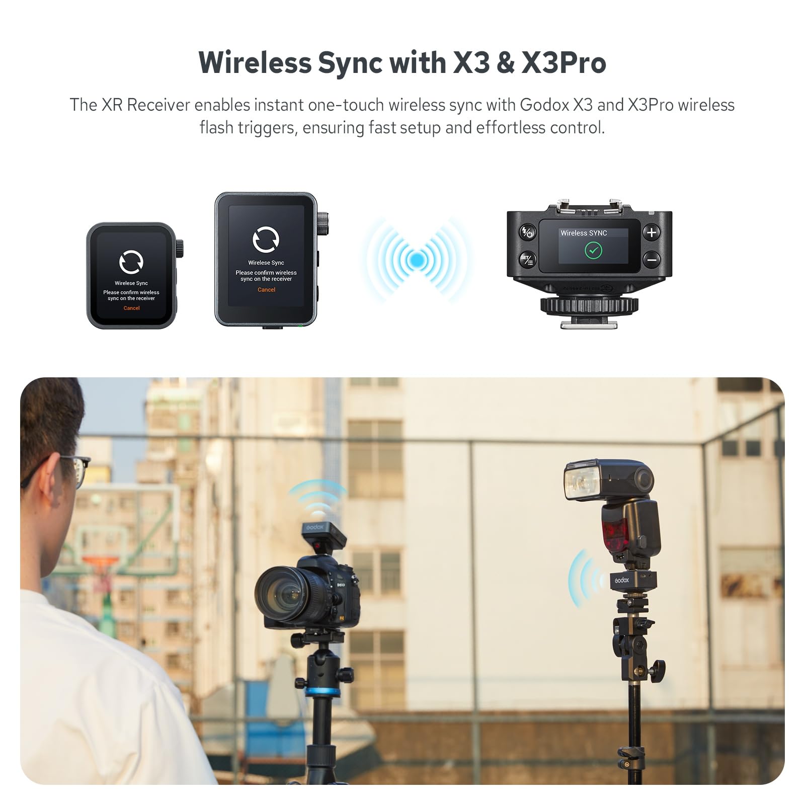 Ricevitore Wireless Godox XR-C/N TTL – Per Canon/Nikon, Controllo Remoto Fino A 100m, Batteria 1270mAh, Schermo A Colori 0.96