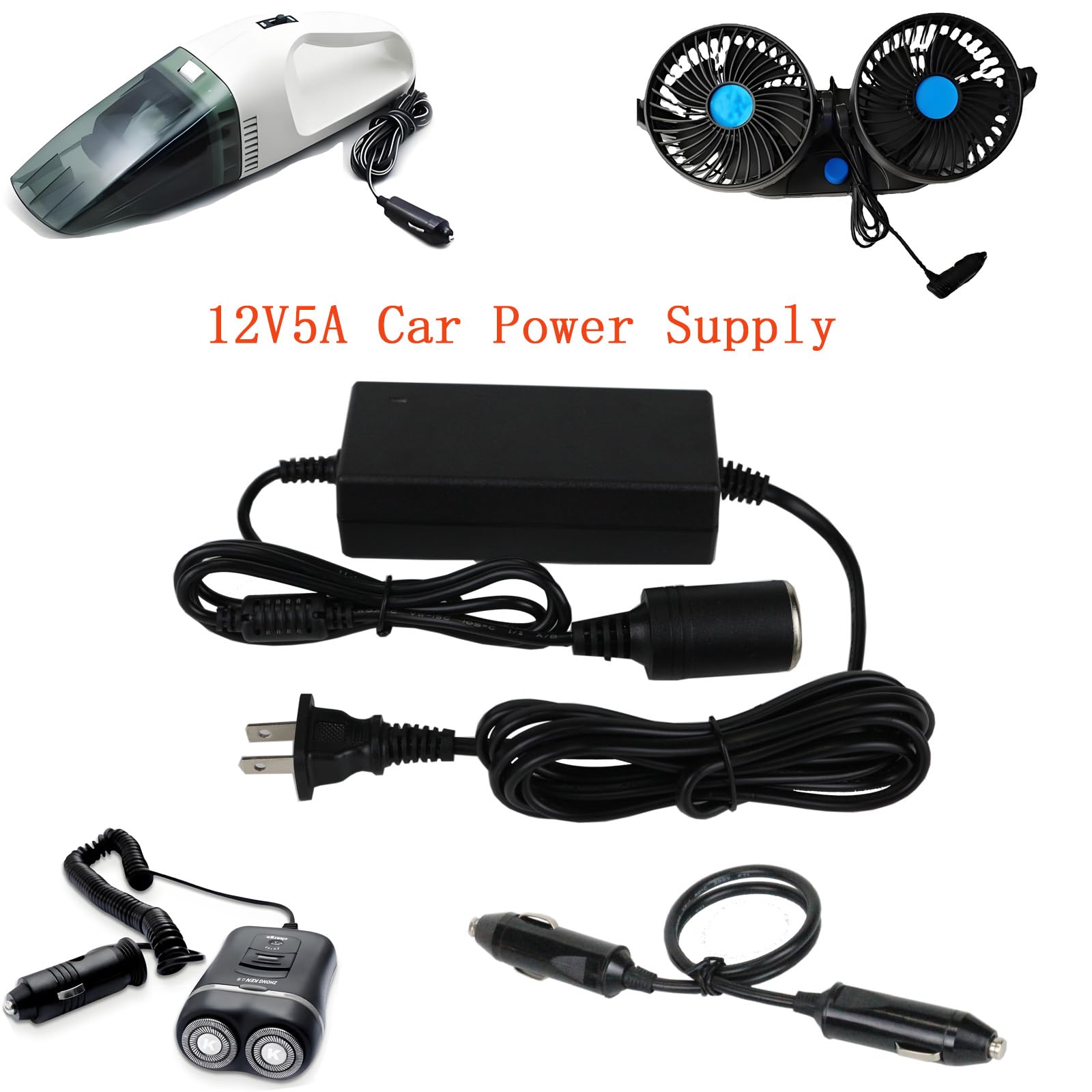 Adaptateur d'alimentation pour voiture 12 V 5 A, adaptateur d'alimentation pour refroidisseur thermoélectrique chaud/froid Coleman, pour camping, maison, bureau, dortoir ou véhicule, avec rallonge