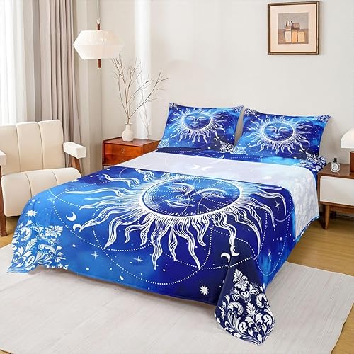 Miniatura 10 de Erosebridal Juego de sábanas de unicornio tamaño matrimonial, sábanas de cama Kawaii de dibujos animados de animales mágicos, sábana bajera Multi