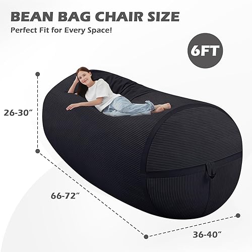 Miniatura 146 de HABUTWAY Puf gigante de 2 pies para adultos, con relleno de espuma viscoelástica, puf grande con funda de terciopelo holandés extraíble para sala de