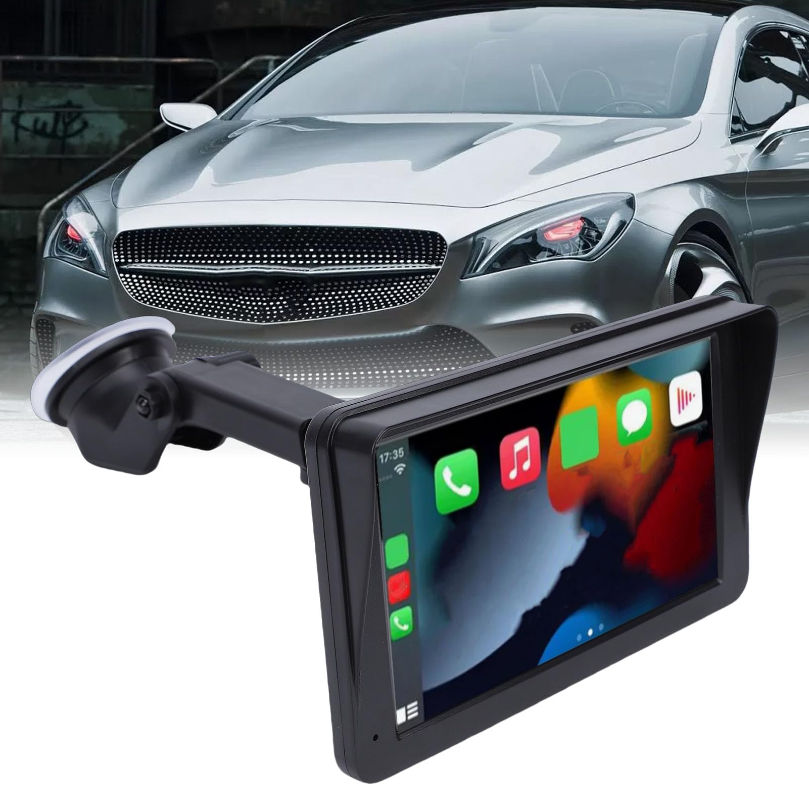 Bezprzewodowy Ekran Carplay do Samochodu, 7-calowy Ekran Dotykowy HD Przenośne Samochodowe Stereo Android Auto z łączem Lustrzanym Bluetooth AUX Radio FM Sterowanie Głosowe