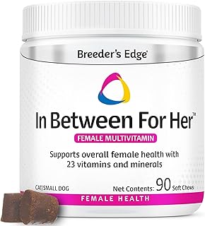 Breeder's Edge in Between for Her, Daily Multivitamin Supplement for Breeding Dogs and Cats, Fills Nutritional Gaps, and Supports Moms in Between Breeding, 90ct Cat & Small Dog
