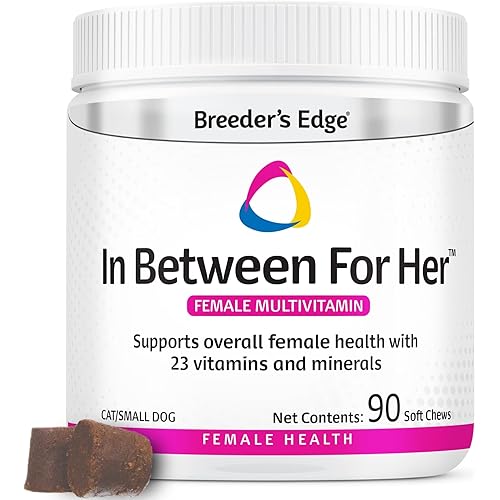 Breeder's Edge in Between for Her, Daily Multivitamin Supplement for Breeding Dogs and Cats, Fills Nutritional Gaps, and Supports Moms in Between Breeding, 90ct Cat & Small Dog