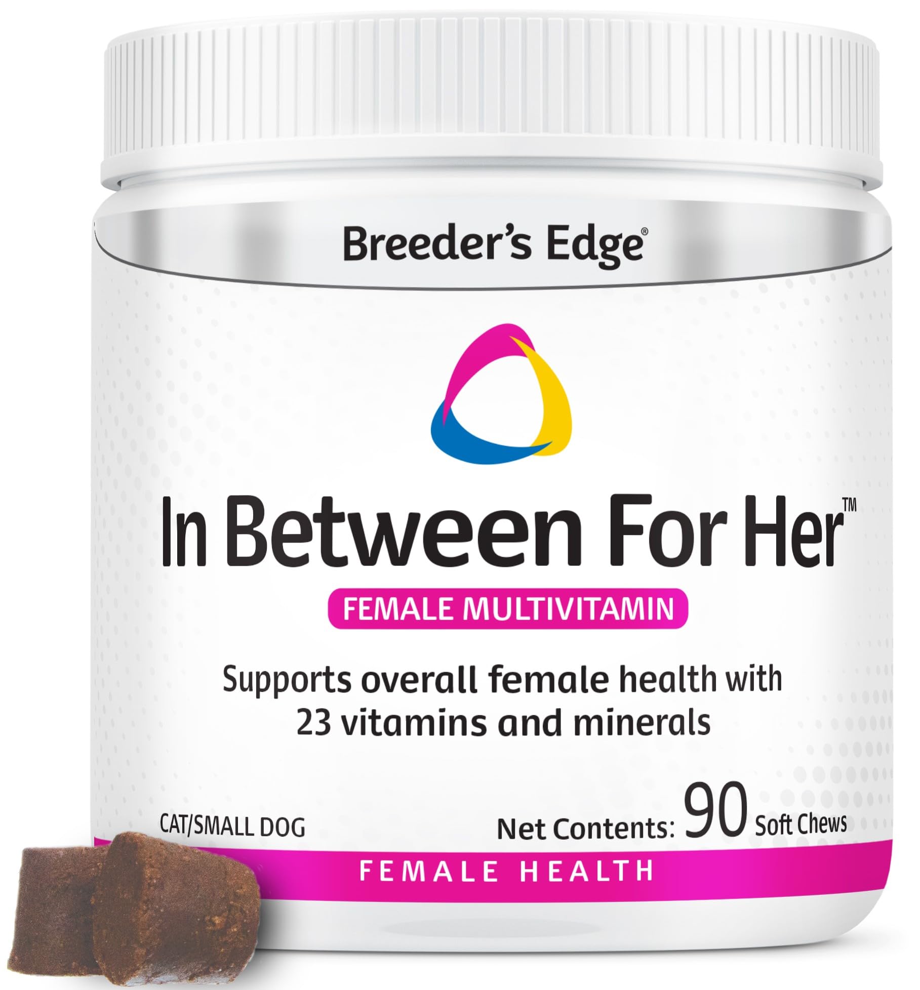 Breeder's Edge in Between for Her, Daily Multivitamin Supplement for Breeding Dogs and Cats, Fills Nutritional Gaps, and Supports Moms in Between Breeding, 90ct Cat & Small Dog