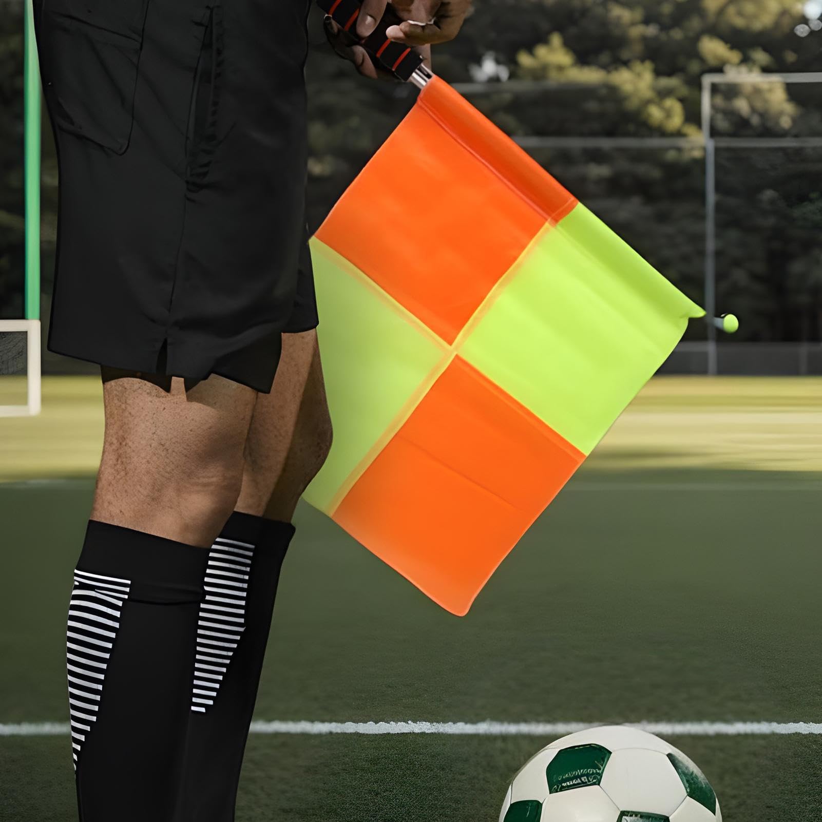 Generico 2PCS Bandiere per arbitri di Calcio, Bandiera della'arbitri Guardalinee Calcio Impermeabili, Bandiera Guardalinee arbitri con Borsa di Stoccaggio per rugbies Hockey Training Accessory