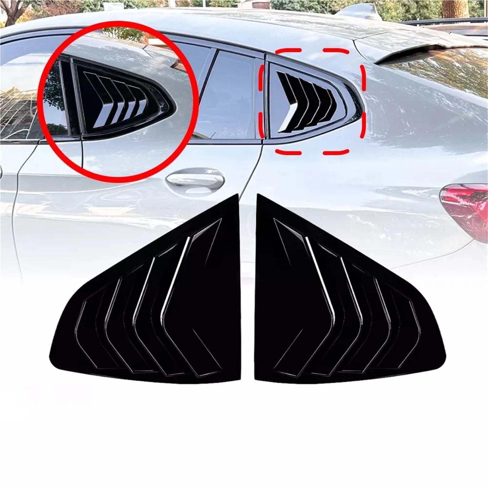 Żaluzja Tylnej Szyby Bocznej Para osłon żaluzji tylnej szyby bocznej pasujących do BMW X4 G02 2018-2024 Naklejka na lewą prawą tylną osłonę przeciwsłoneczną(Carbon Fiber Look)