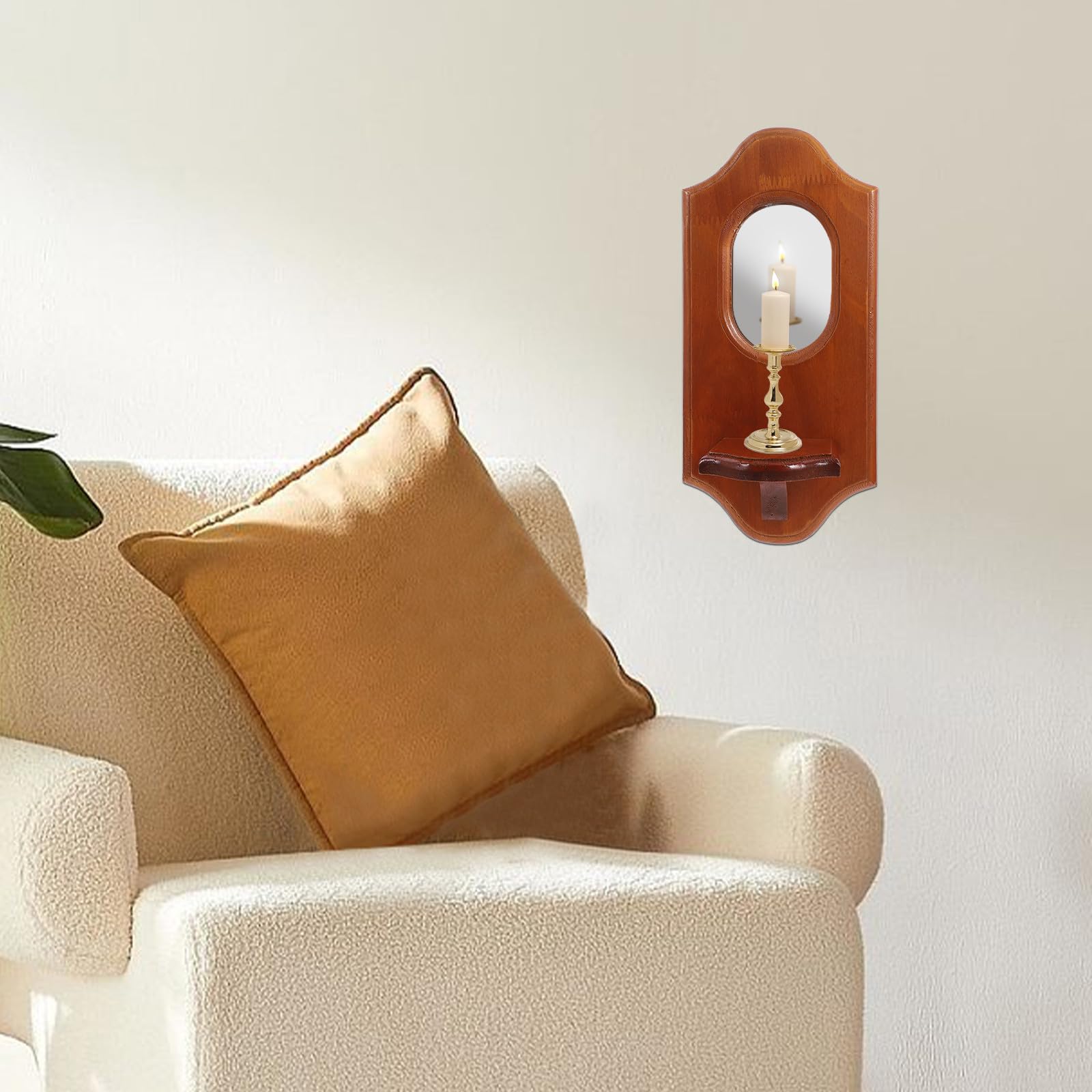 Wandkerzenhalter und Glas mit Vintage Design Braun zur Wandmontage für Wohnzimmer und Arbeitszimmer Dekorative Wanddekoration und Duftkerzenhalter
