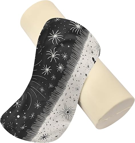 Miniatura 4 de JUNZAN Planet Star White Bolster Pillow Spa Memory Foam Neck Roll Pillow Round Pillow Insert 17 Inch for Back Support Sleeping Pillow Memory Foam