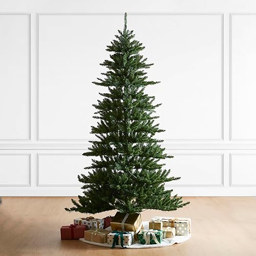 Vista 179 de Glitzhome Prelit Christmas Tree, 6ft Flocked Artificial Christmas Tree Serene Snowscape Fir with 300 Warm White Lights for Home, Office, Party