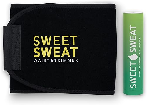Sports Research Sweet Sweat - Faja reductora de cintura de color amarillo (XL) y menta cítrica (6.4 onzas)
