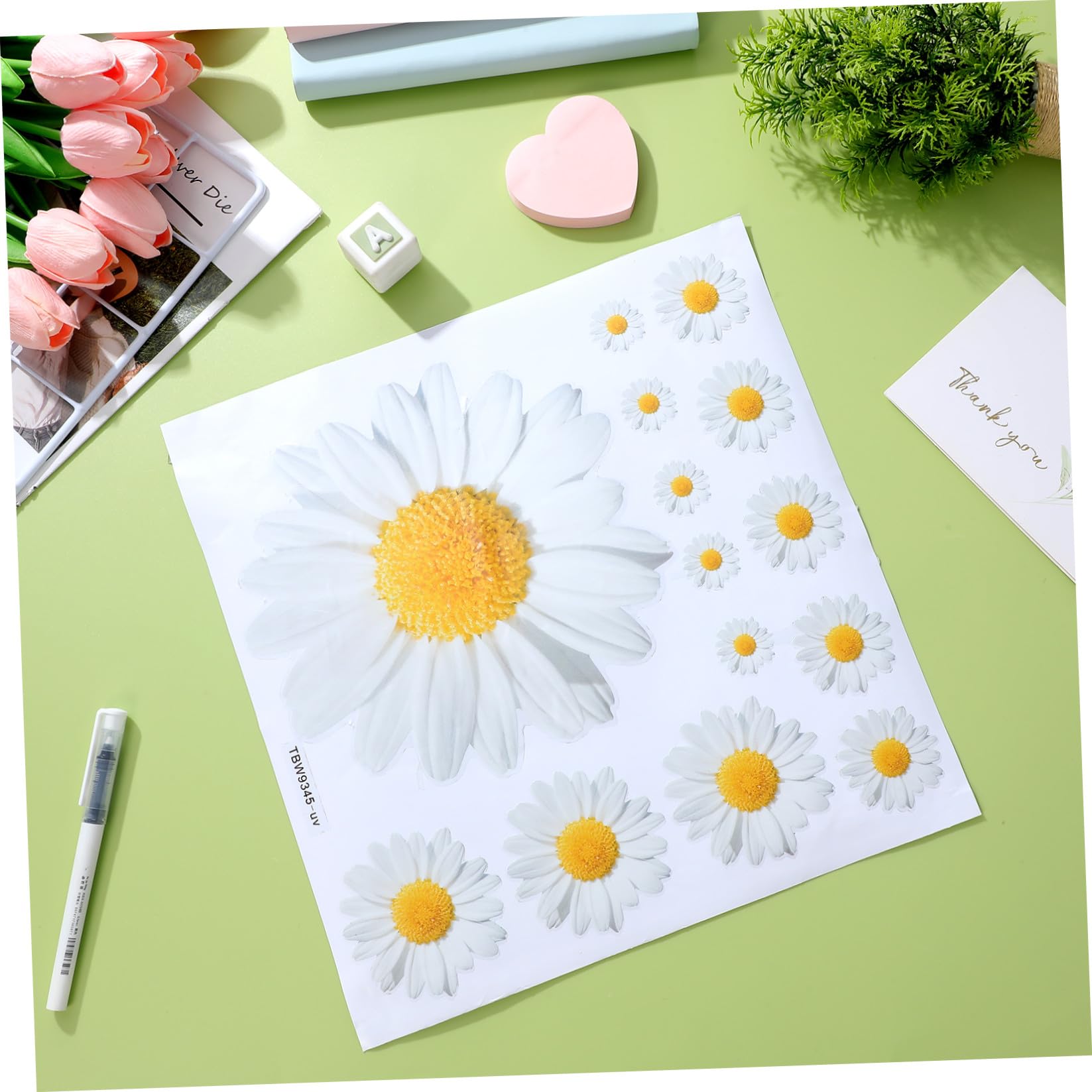 NUOBESTY Adesivi Murali Margherita Decalcomanie Murali Floreali Rimovibili Fai da Te Fiori Margherita Decorazione Artistica da Parete per Bambini Decalcomanie Autoadesive da Soggiorno per