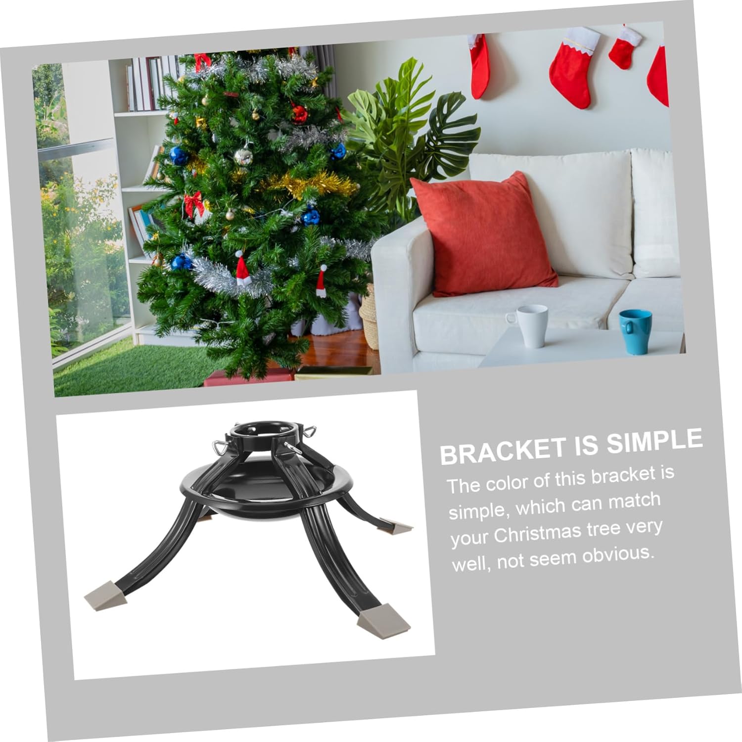 Cabilock 1pcs Christmas Stand Base Holder Detachable Round Metal Support for Xmas Trees Sturdy Iron Design for Indoor and Outdoor Use for Holiday Decorations and Events