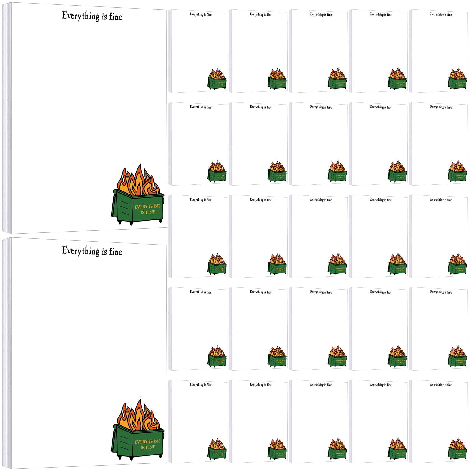 Yeaqee 30 Pcs Funny Fire Notepads for Coworkers Everything is Fine Paper Pads Fire Notepads to Do Lists Reminders Memos Employee Appreciation Gifts