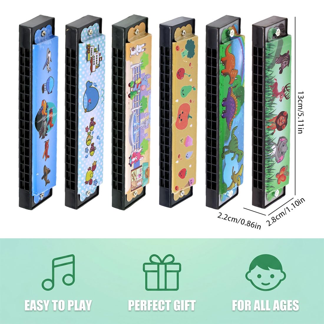 6 Pièces Harmonica Enfant, Har Monica de Bande Dessinée pour Enfants, pour Débutants,Enfants,Étudiants,Adultes,Joueurs Professionnels