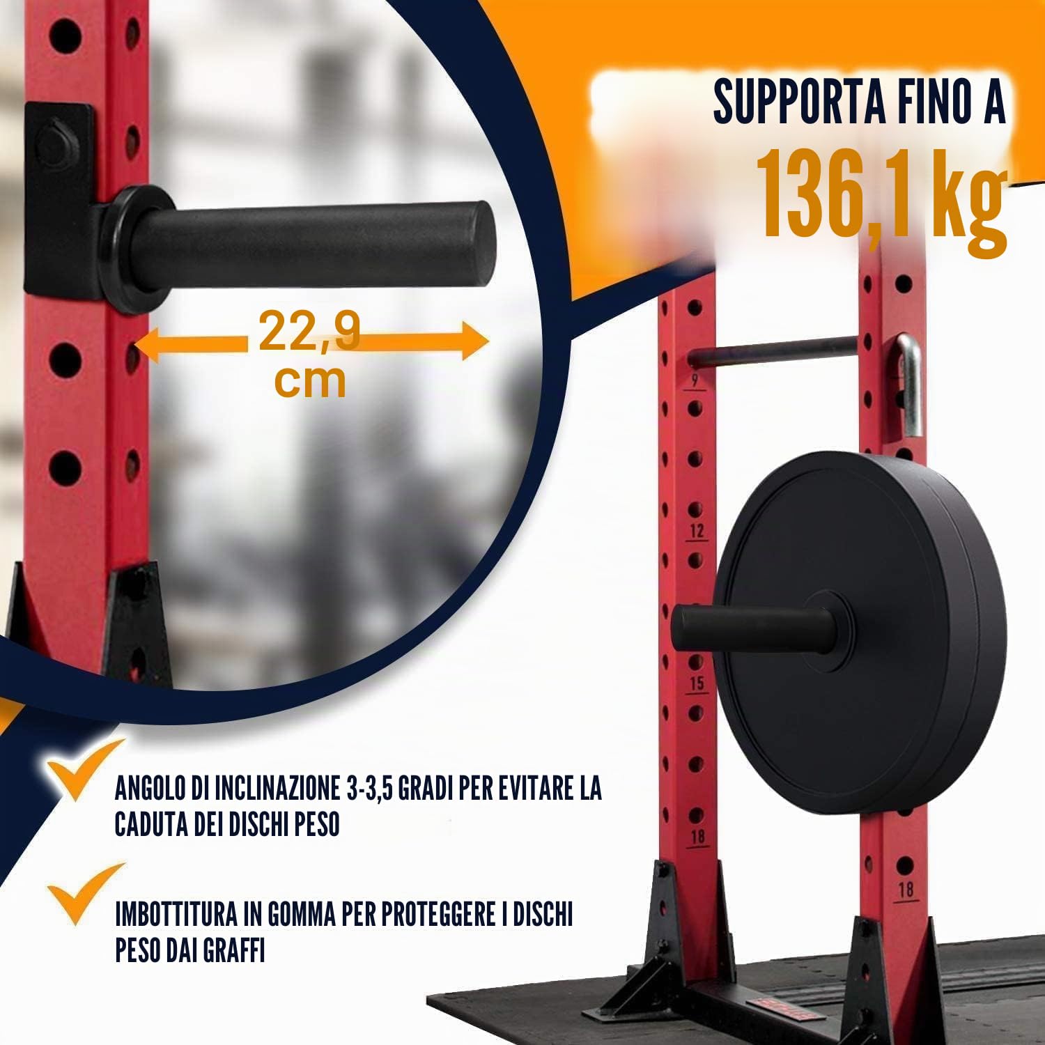 Yes4All Supporto per piastra del peso olimpico Attacco per cremagliera di potenza adatto a piastre del peso olimpico da 2"x2"/3"x2" Immagazzinaggio