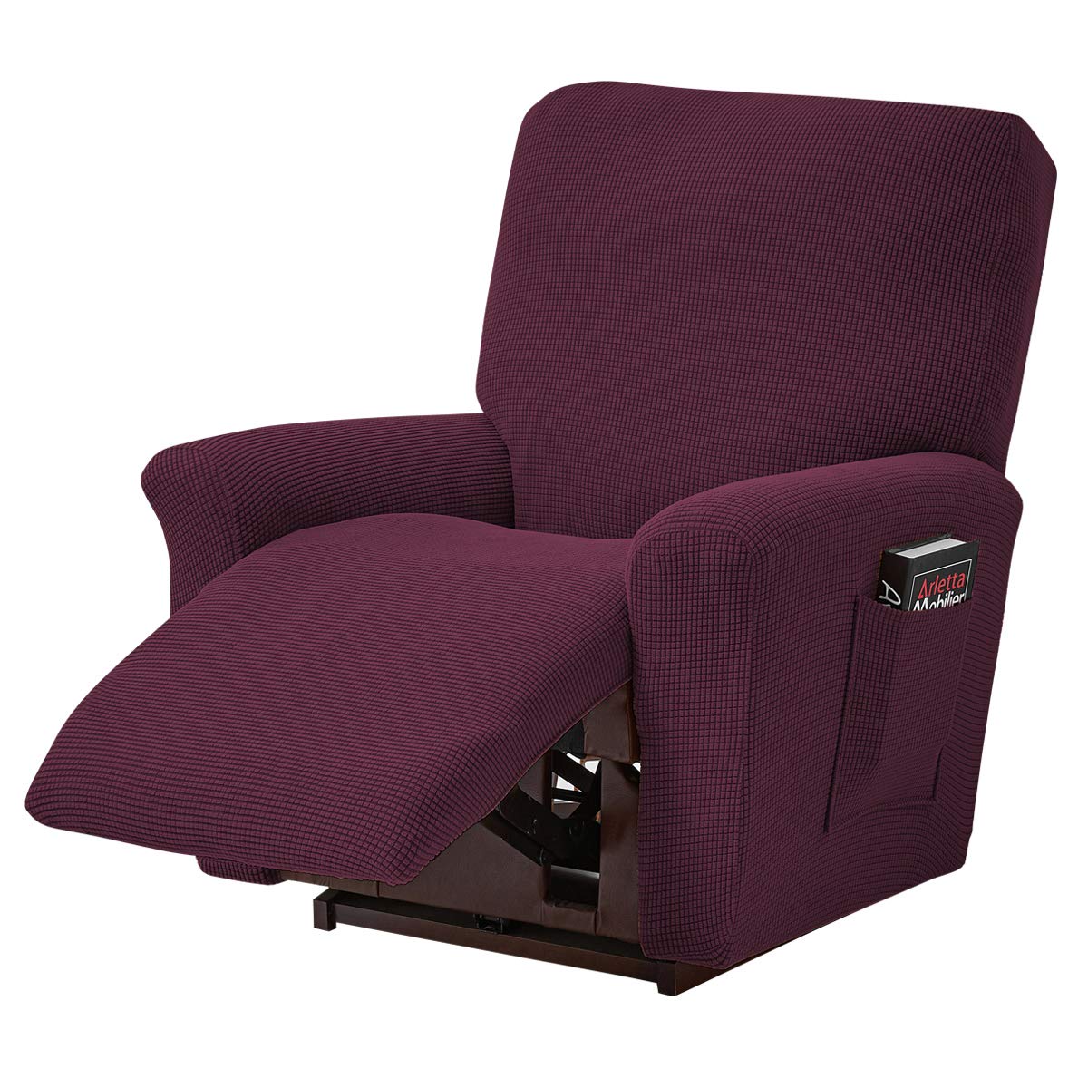 ele ELEOPTION Stretch Sofa Covers for Reclining Chair Relaxation and Massage Chair Covers Spandex Jacquard Set of 4 Burgundy Red