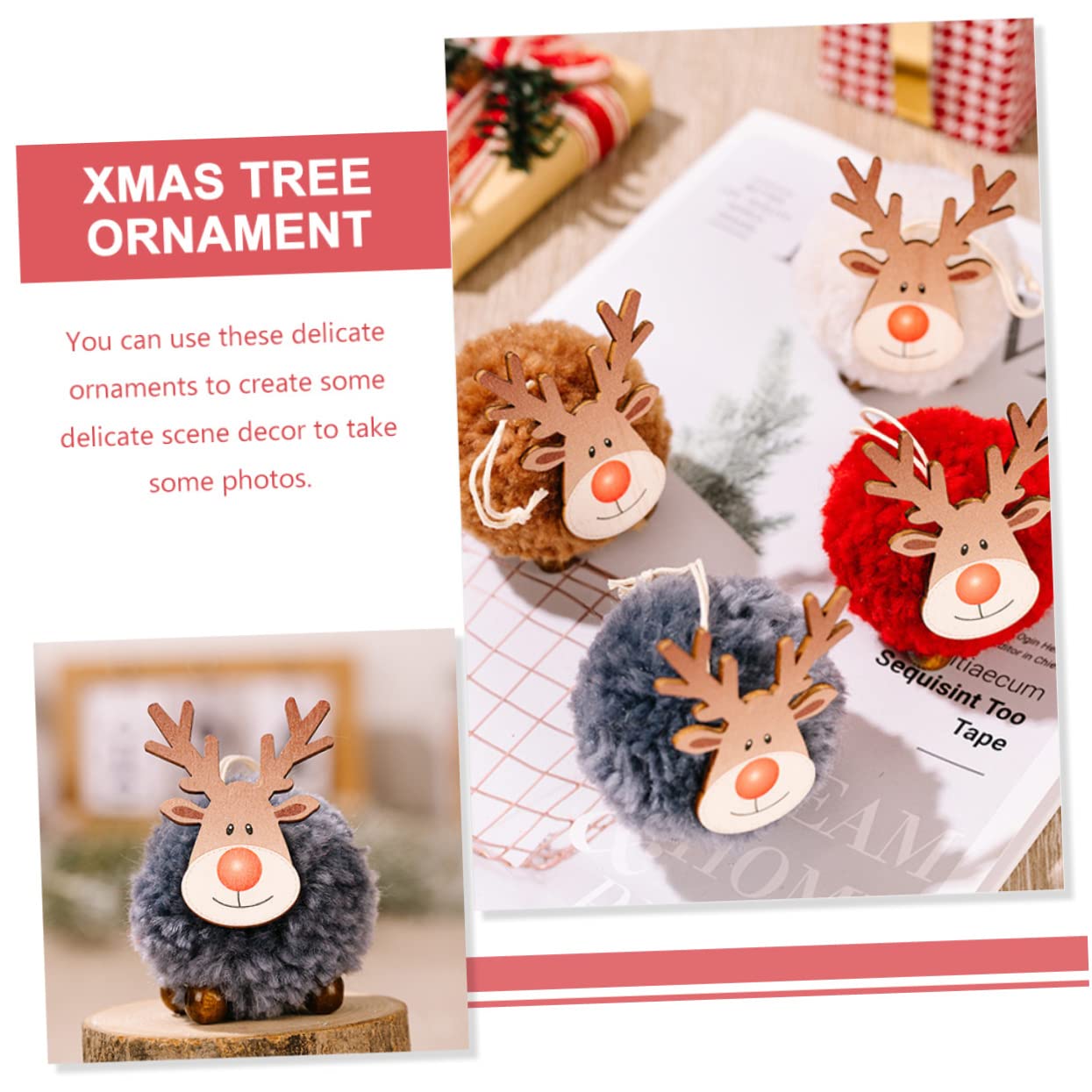 MAGICLULU 5 Sätze Weihnachtsbaum-anhänger Weihnachtsschmuck Girlande Christbaumanhänger Weihnachtsbaumanhänger Baum Hängende Ornamente Holzfilz Elch Weihnachtsdekoration Gefühlt 4 Stück * 5