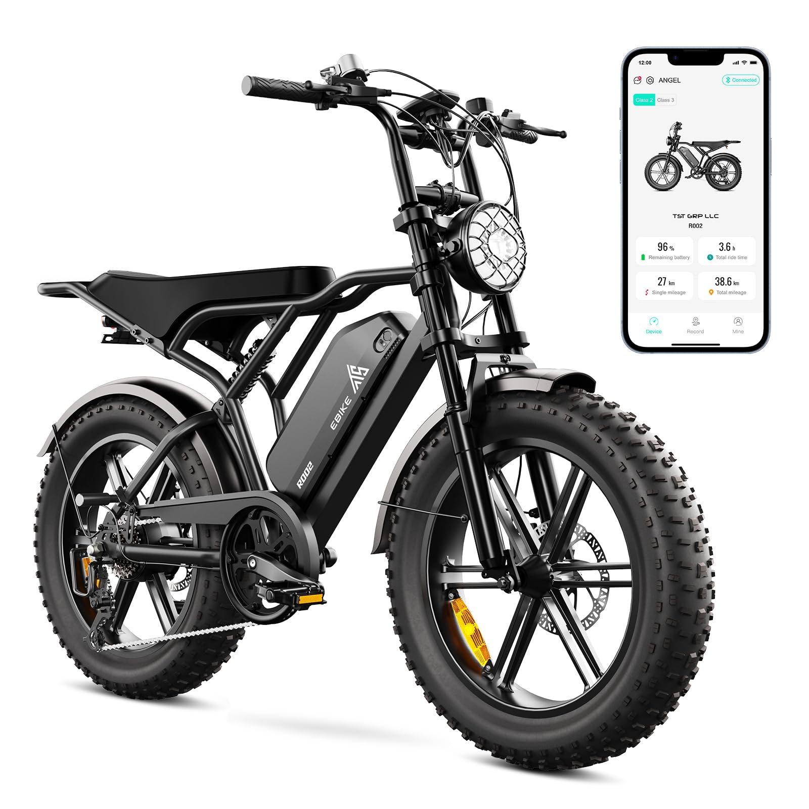 TST E Bikes Mountainbike Fatbike 20 Zoll Elektrofahrrad Herren Damen Elektro Fahrrad mit APP-Steuerung und Federung, E Fatbike 48V 15Ah/ 25Ah Batterie 250W Motor 25km/h E Fahrrad