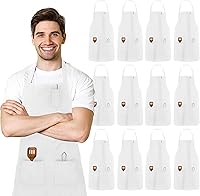 Vista 12 de Aprons for Men - 100% Polyester Chef Apron Women with Extra Long Ties - Cooking Aprons for Women & Mens Apron Gris