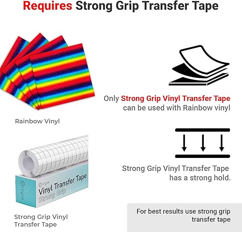 Miniatura 4 de iVyne Paquete de 5 hojas de vinilo con purpurina arcoíris, hojas permanentes de 12 x 12 pulgadas con degradado de purpurina y brillo para máquinas